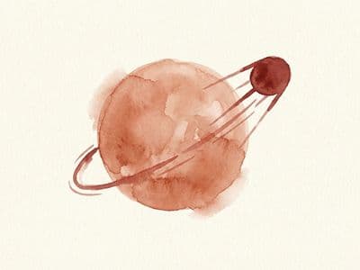 Watercolor illustration of satellite apps orbiting a core product