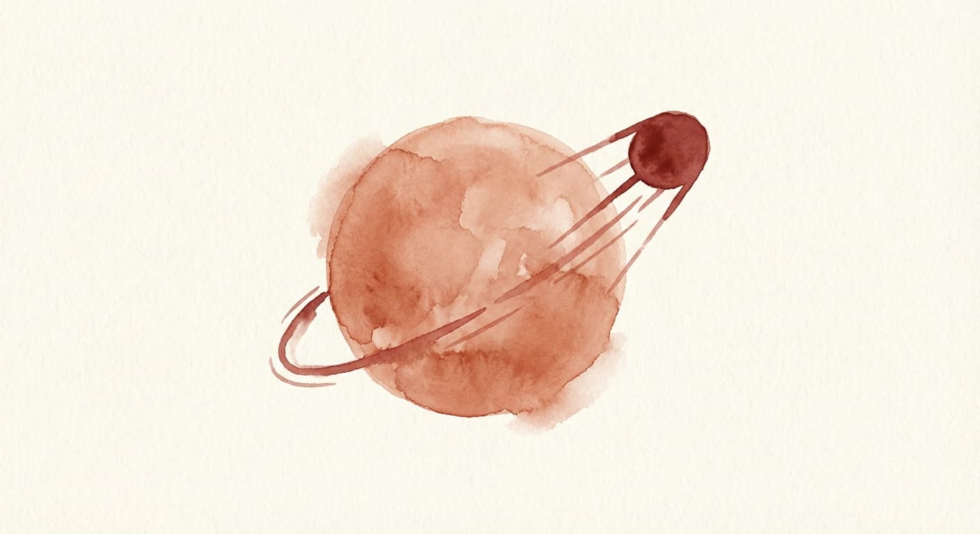 Watercolor illustration of satellite apps orbiting a core product