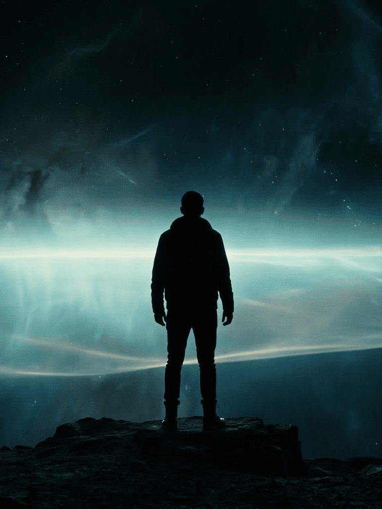 Person standing on cliff edge overlooking horizon — Frontier Ops series cover