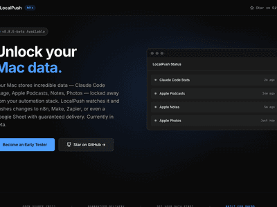 LocalPush landing page with Mac data status widget