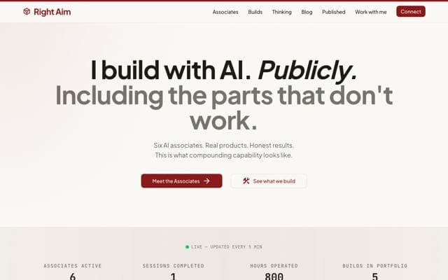 RightAim.ai homepage screenshot
