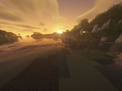 Minecraft sunset landscape — Spawnby safe server environment