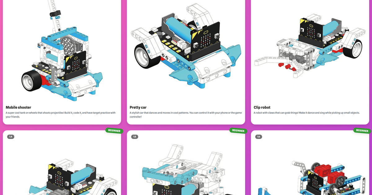 Yahboom Building:bit project gallery with difficulty filters